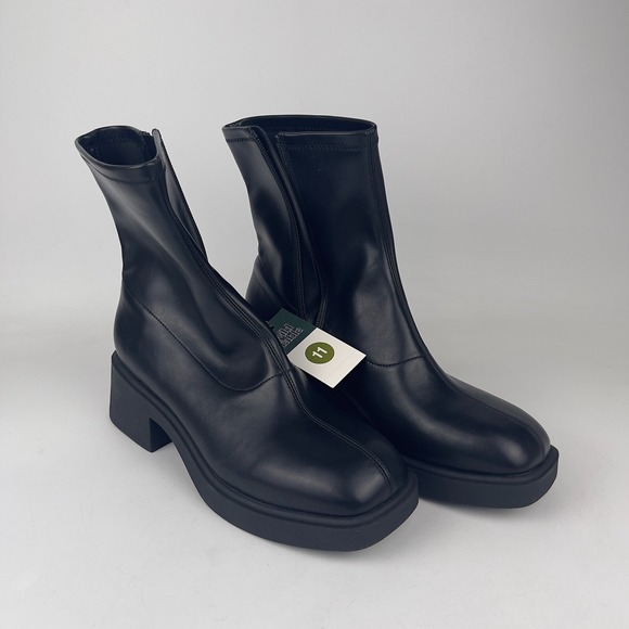 Wild Fable Christi Ankle Boots Women's 11 Black Leather Stretch‎ Side Zipper - Picture 1 of 6